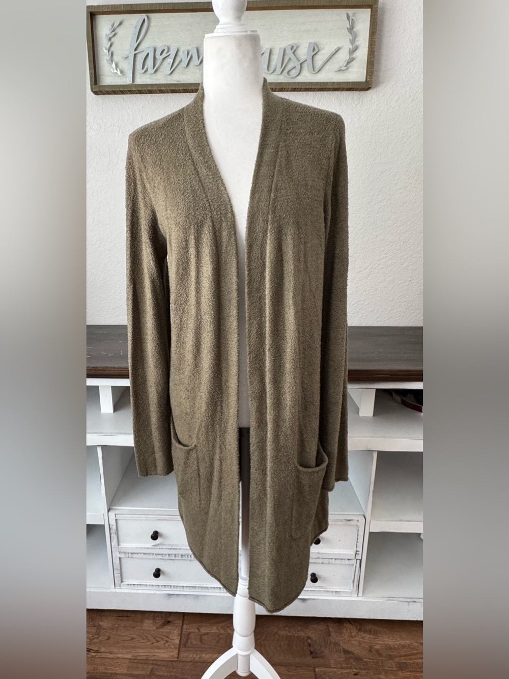Barefoot Dreams Cozychic Lite Knit Cardigan Sweater Moss Green Women's Size M CC